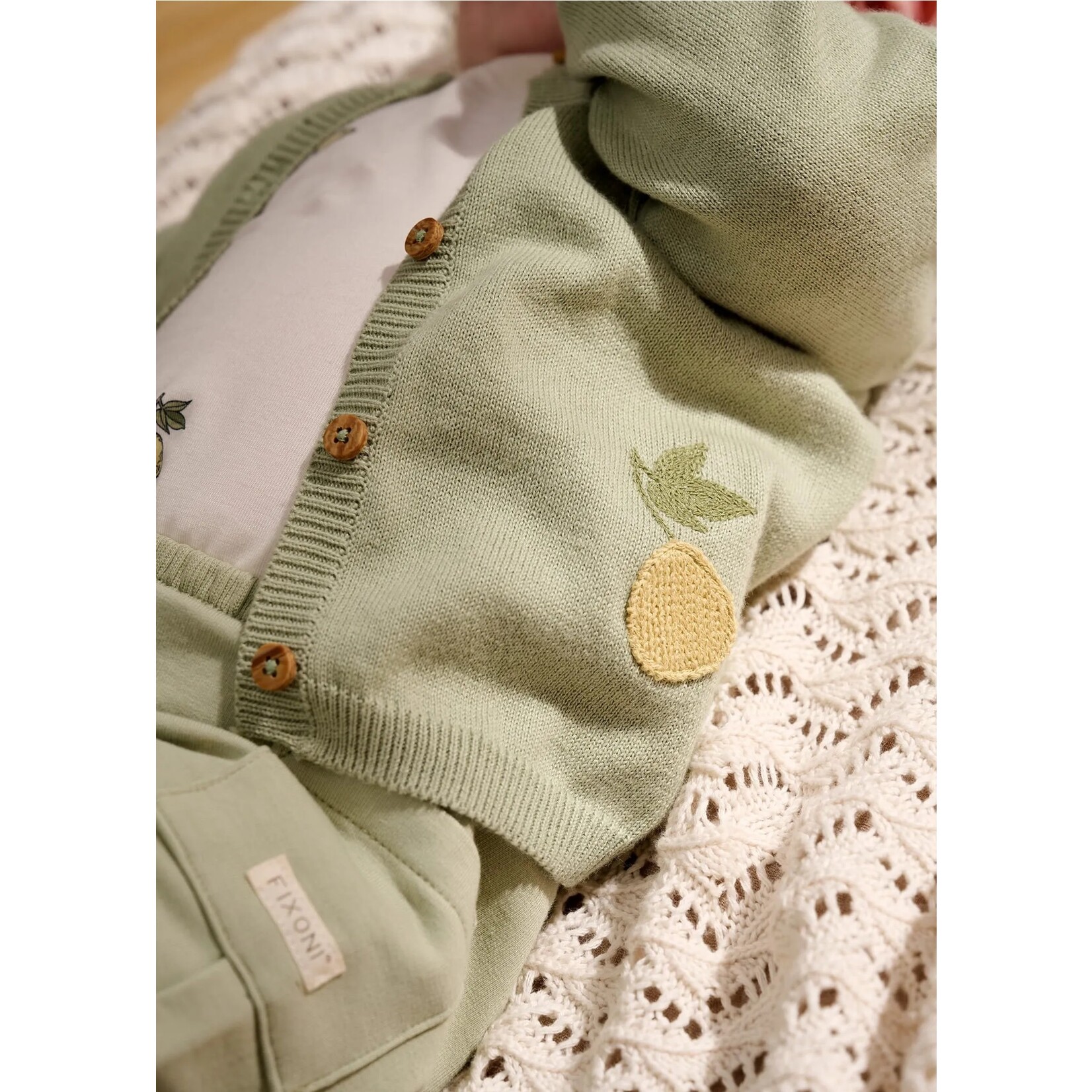 Fixoni FIXONI - Short souple en coton vert pâle