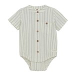 Enfant ENFANT -  Green striped short-sleeved button-up bodysuit