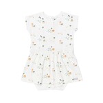 Coccoli COCCOLI - Robe blanche à manches courtes avec cache-couche intégré et imprimé de la ferme