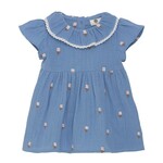 Enfant ENFANT - Soft blue chiffon dress with white flower embroidery