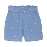 Enfant ENFANT - Short en mousseline bleu  avec broderies de fleurs blanches