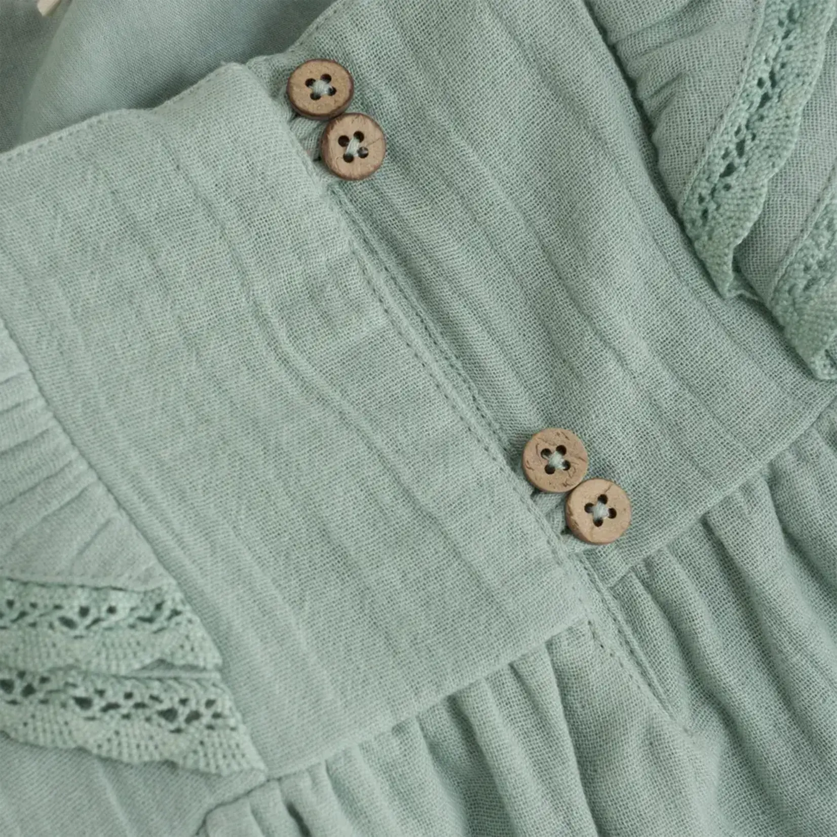 Enfant ENFANT - Green muslin dress with flutter sleeves