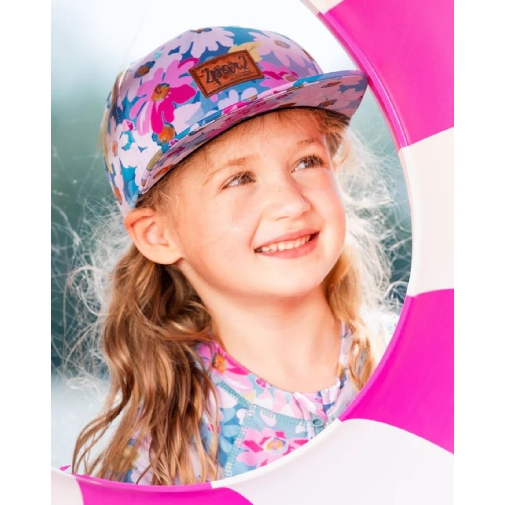 Deux par Deux DEUX PAR DEUX - Casquette imprimée à fleurs blanches, roses et vertes