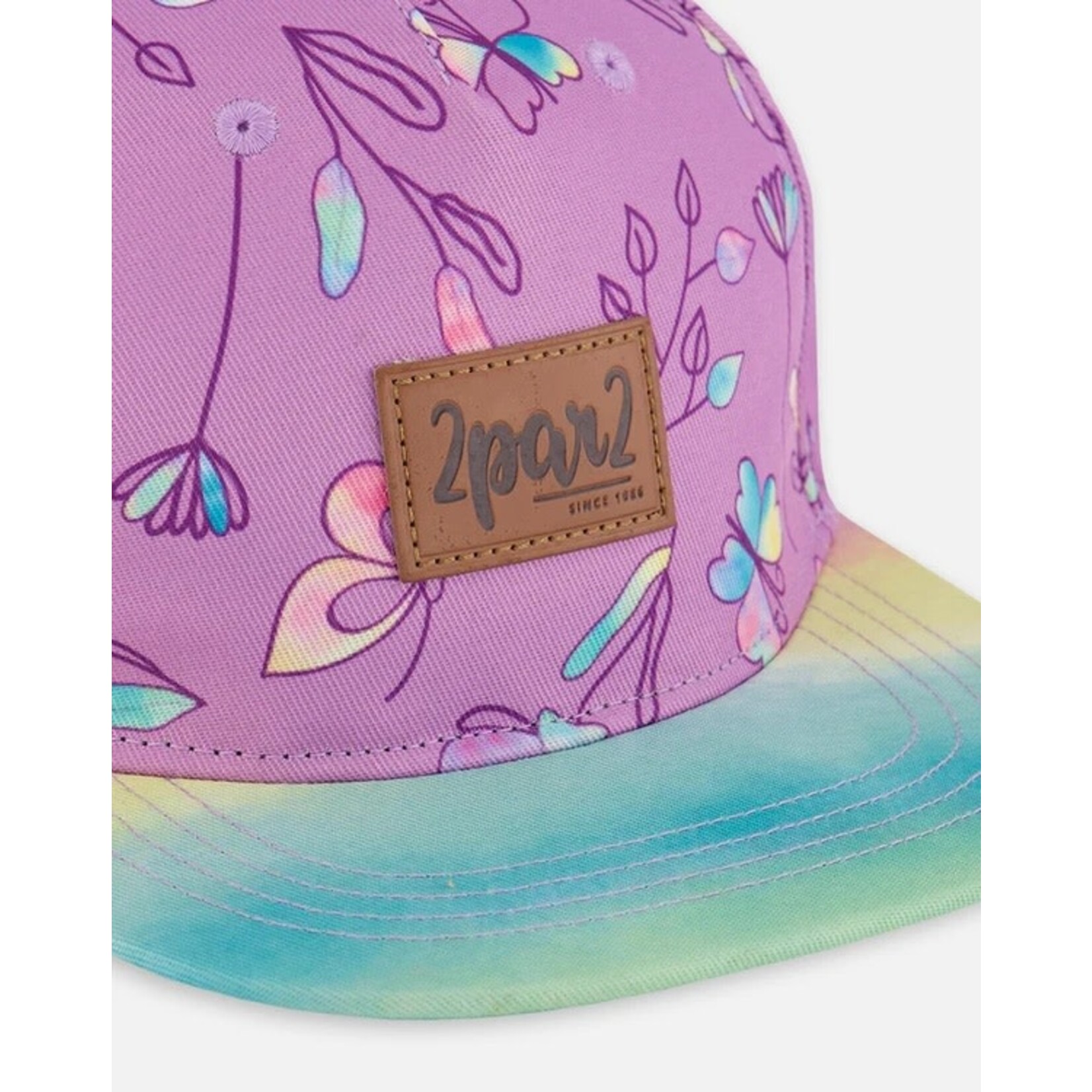 Deux par Deux DEUX PAR DEUX - Cap printed with old mauve and multicolored butterflies