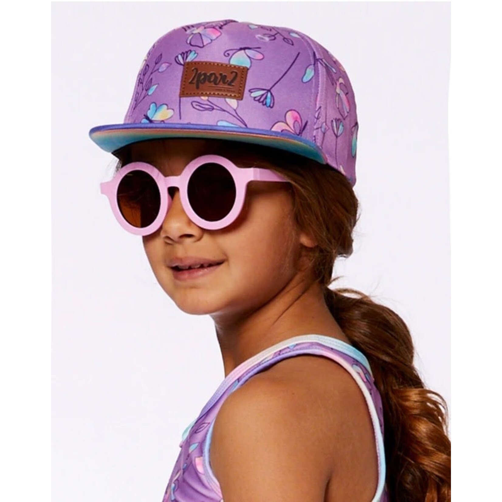 Deux par Deux DEUX PAR DEUX - Cap printed with old mauve and multicolored butterflies