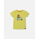 Deux par Deux DEUX PAR DEUX - T-shirt vert lime avec vespa bleu en coton biologique