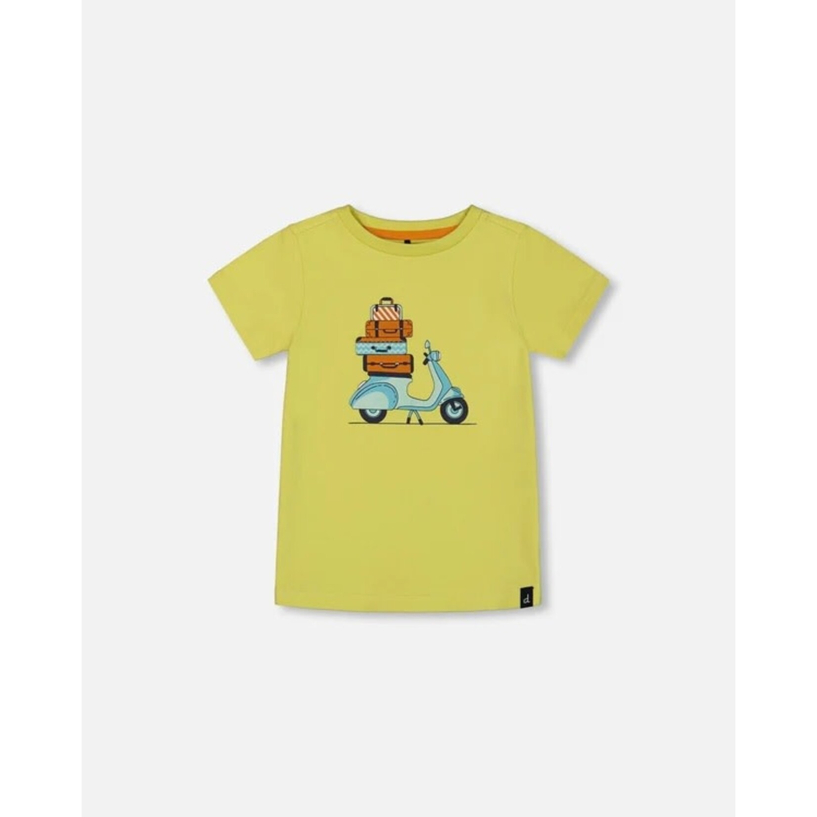 Deux par Deux DEUX PAR DEUX - T-shirt vert lime avec vespa bleu en coton biologique
