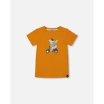 Deux par Deux DEUX PAR DEUX - T-shirt orange vif et vespa bleu en coton biologique