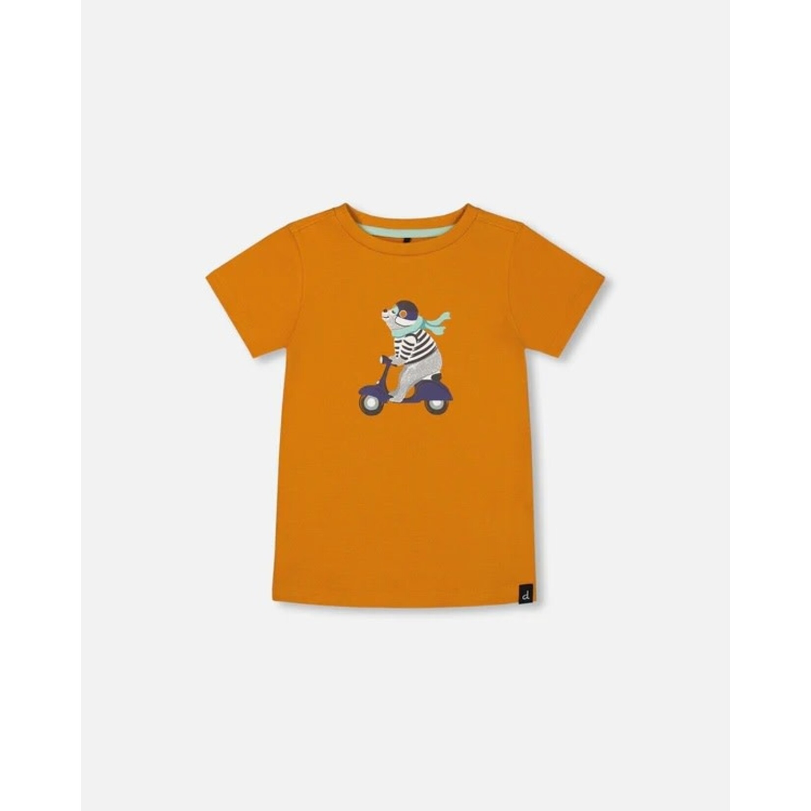 Deux par Deux DEUX PAR DEUX - T-shirt orange vif et vespa bleu en coton biologique