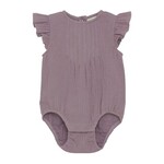 Fixoni FIXONI - Plum Chiffon Romper with Ruffled Sleeves