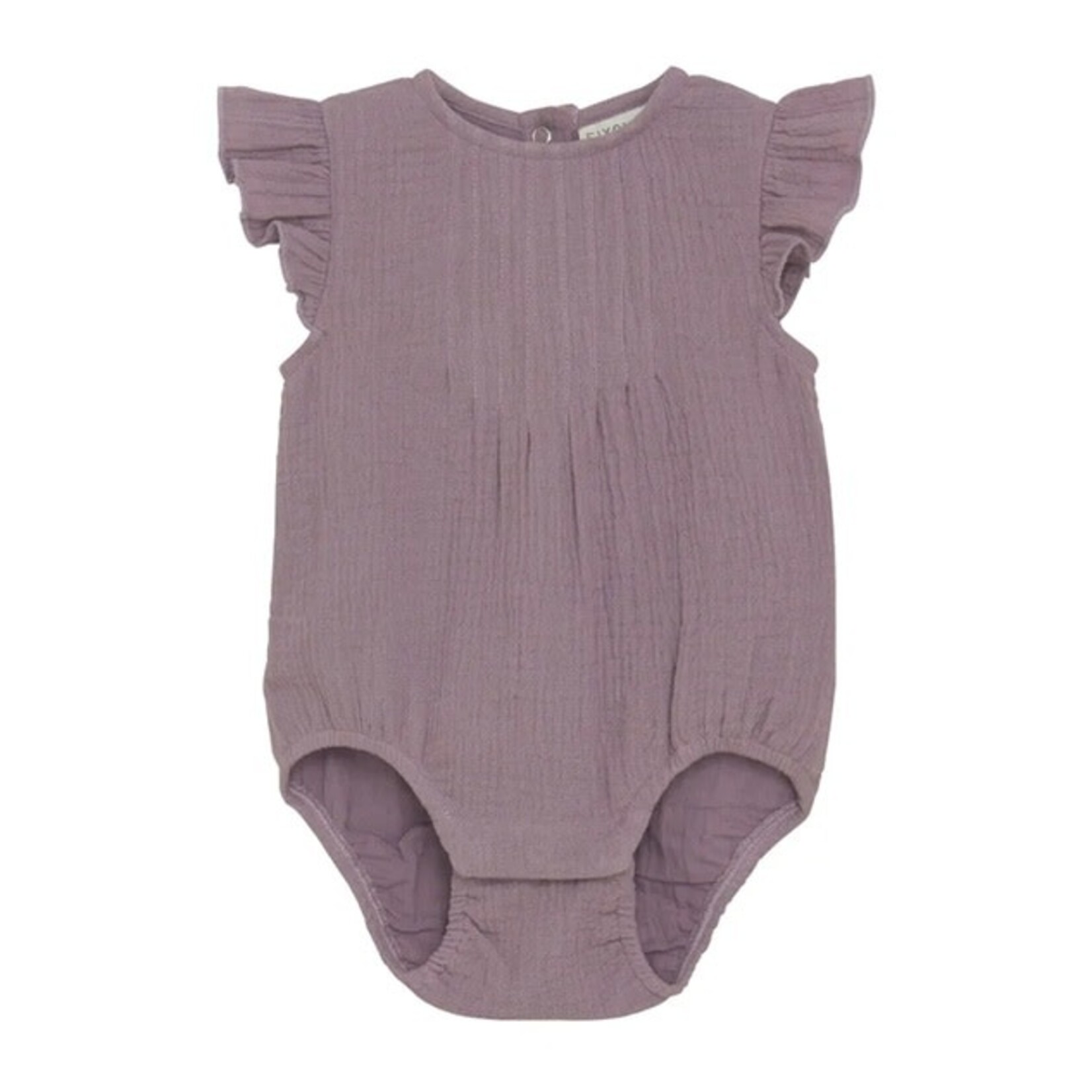 Fixoni FIXONI - Plum Chiffon Romper with Ruffled Sleeves