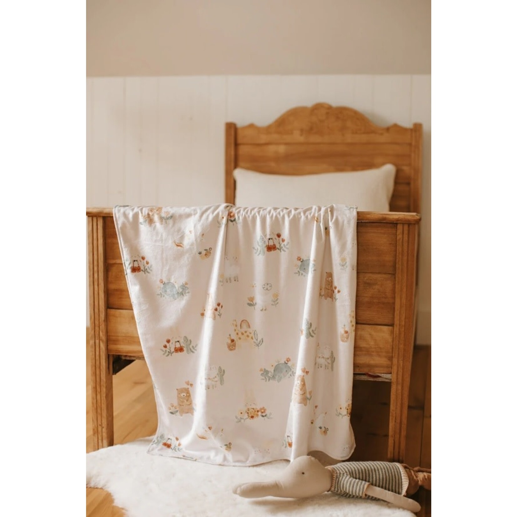VEILLE SUR TOI - Couverture réversible de minky - Mon petit univers boho