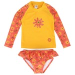 Calikids CALIKIDS - Maillot de bain deux pièce à manches longues avec fleurs orange et jaune