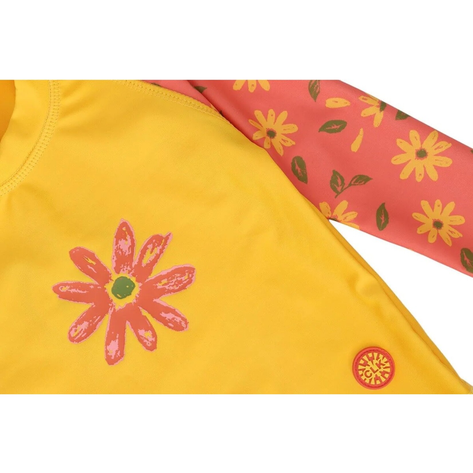 Calikids CALIKIDS - Maillot de bain deux pièce à manches longues avec fleurs orange et jaune