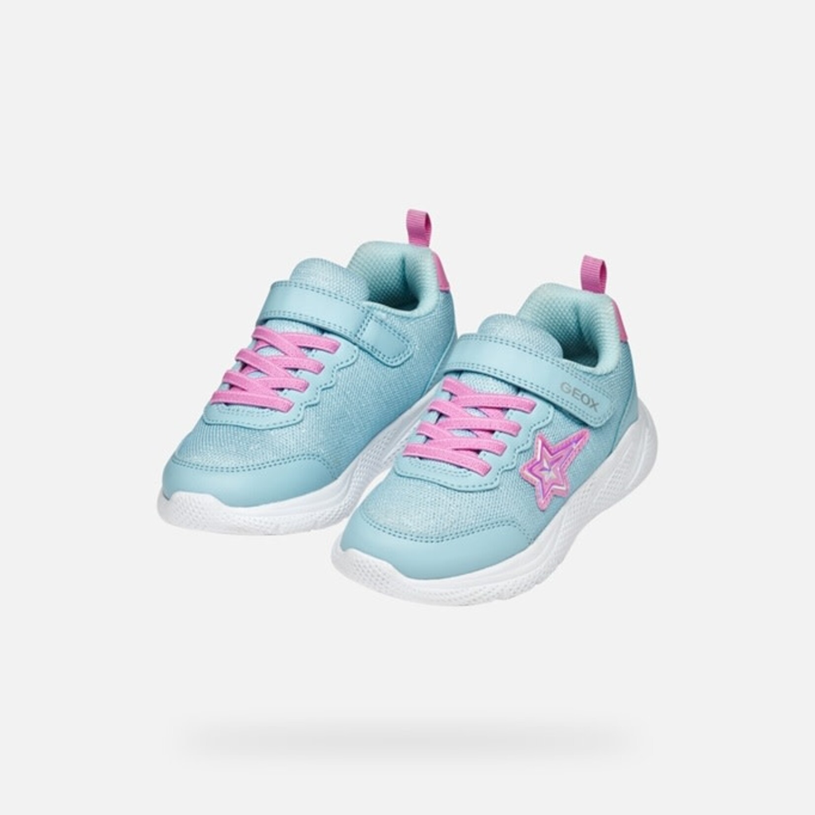 Geox GEOX - Pale blue glitter sneakers 'Sprintye - Sky/Fuchsia'