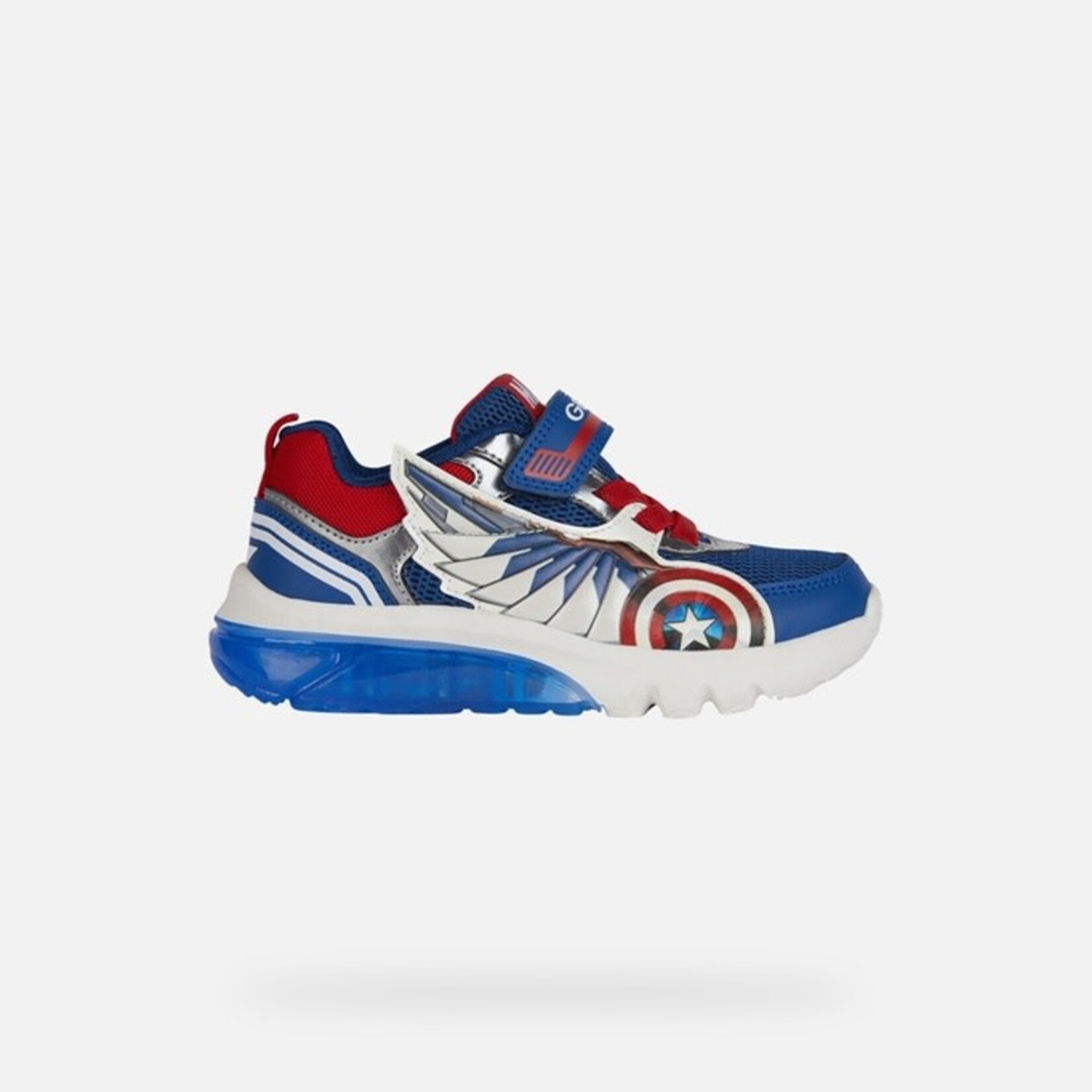 Geox GEOX - Sneaker with luminous sole 'J. Ciberdron B - Mesh + Geobuck' - Blue/Red