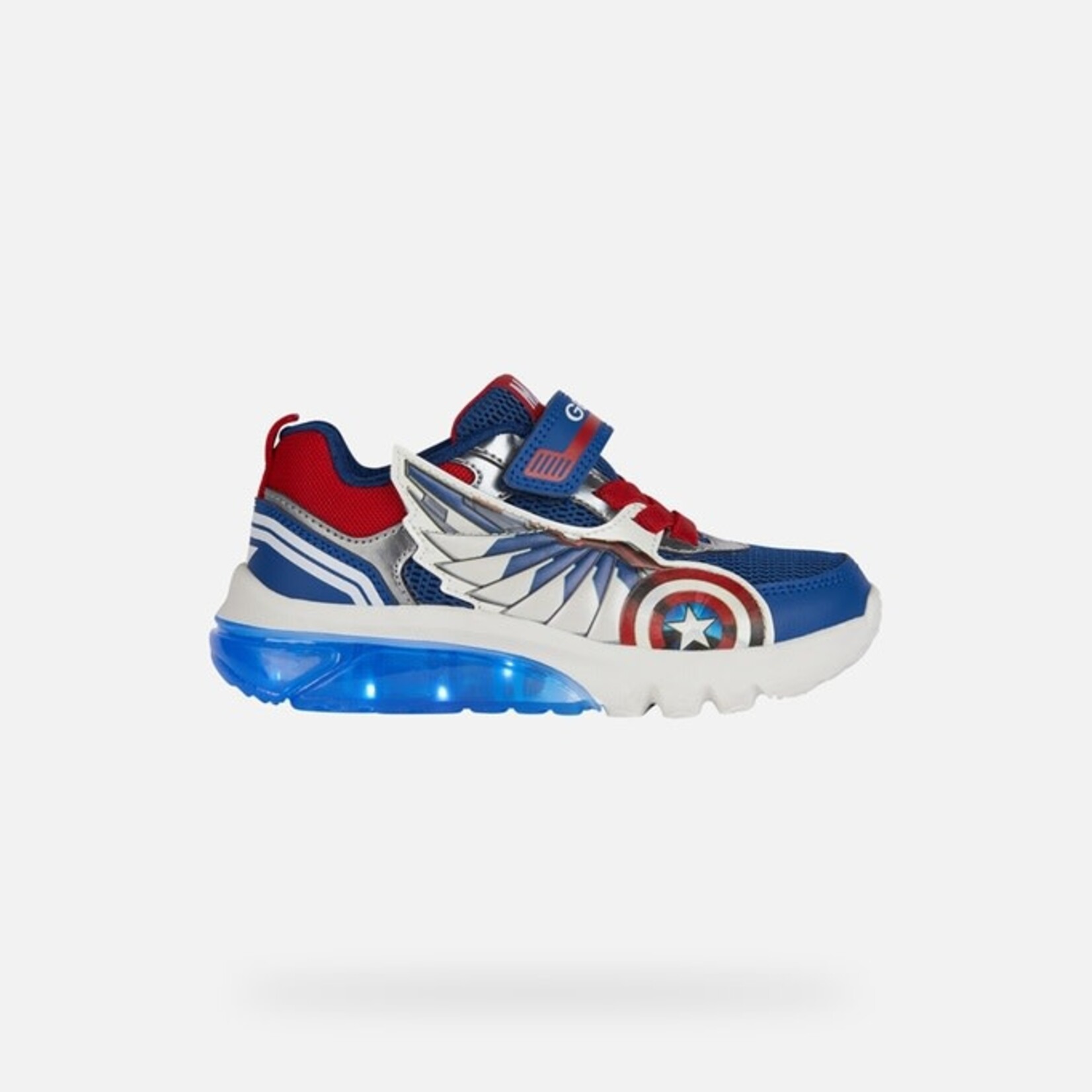 Geox GEOX - Sneaker with luminous sole 'J. Ciberdron B - Mesh + Geobuck' - Blue/Red