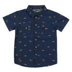 Nanö NANÖ - Navy blue short sleeve shirt with duck print 'Destination plein air'