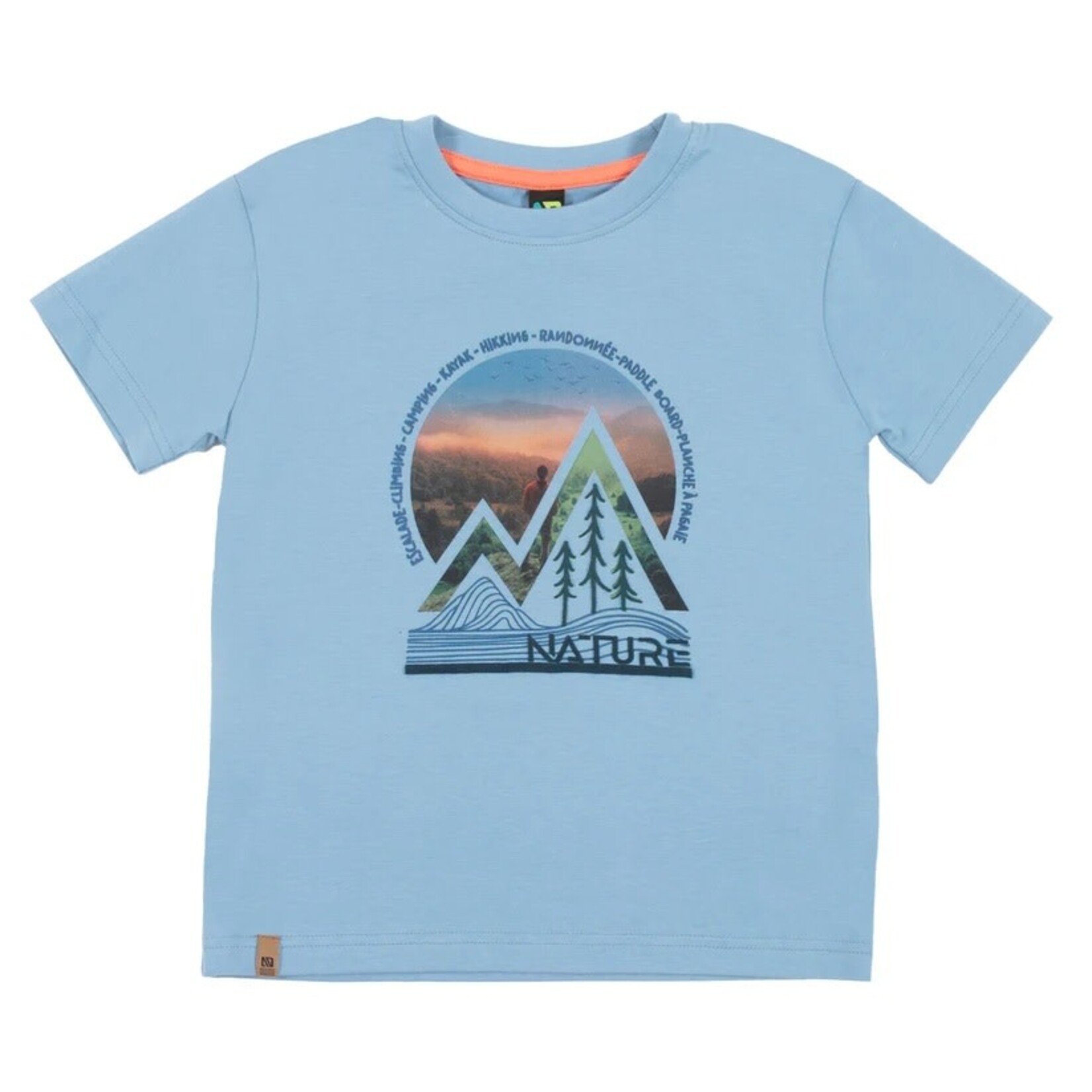 Nanö NANÖ - Powder blue t-shirt with nature print 'Destination plein air'