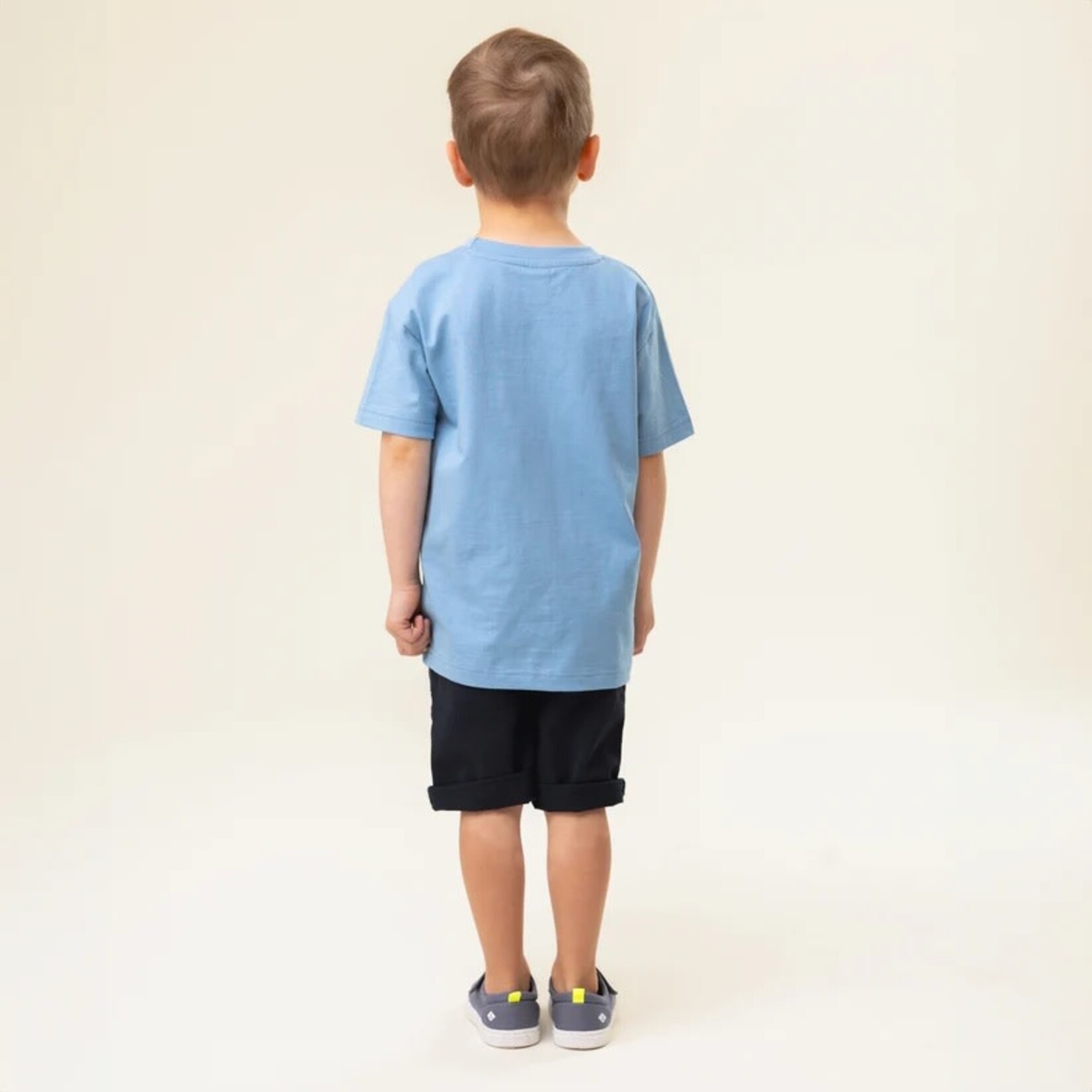 Nanö NANÖ - Powder blue t-shirt with nature print 'Destination plein air'