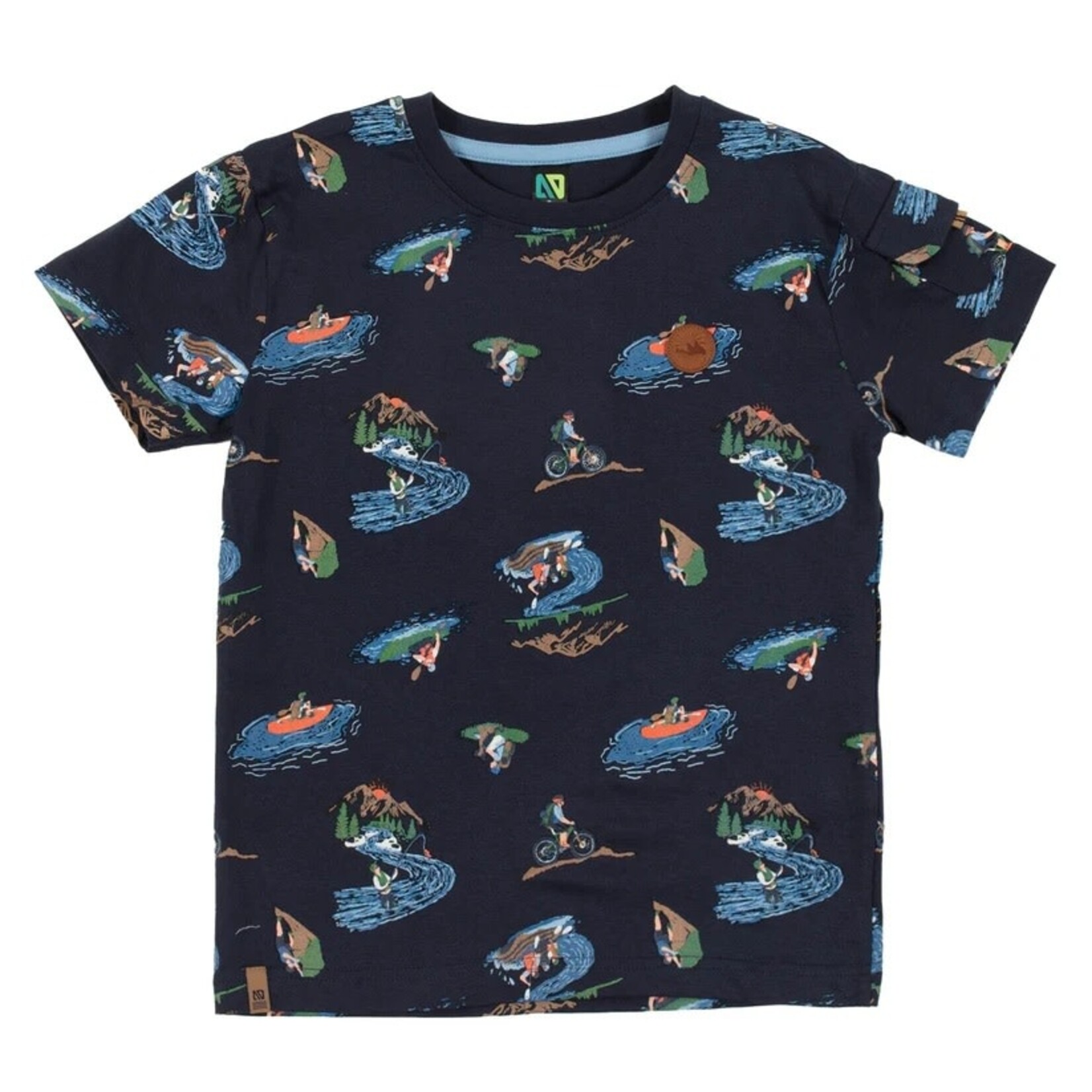 Nanö NANÖ - Navy blue t-shirt with nature sports print 'Destination plein air'