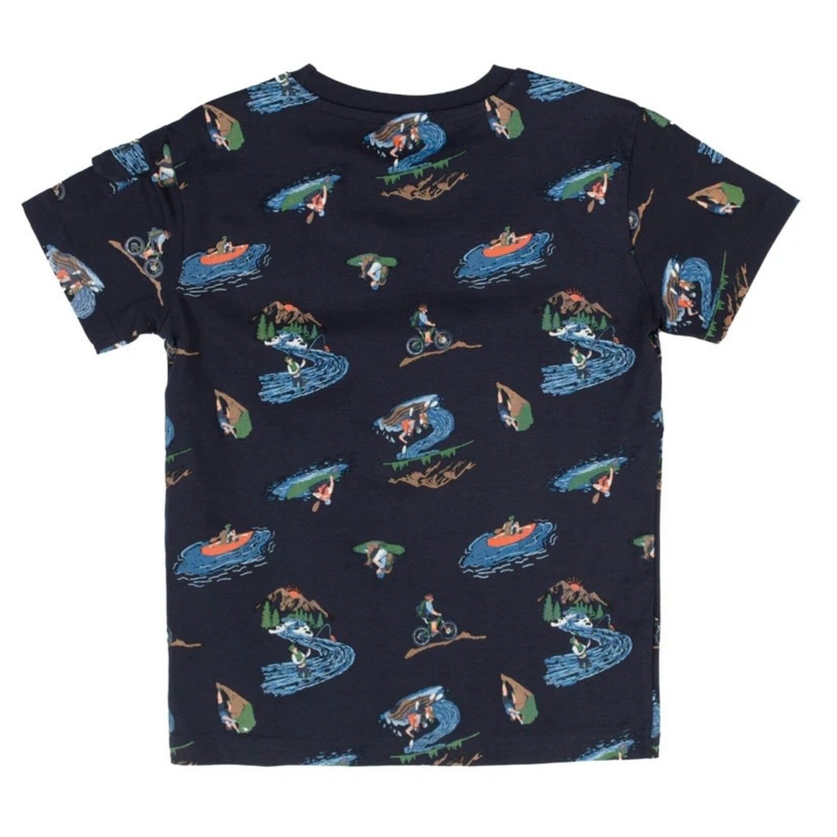 Nanö NANÖ - Navy blue t-shirt with nature sports print 'Destination plein air'