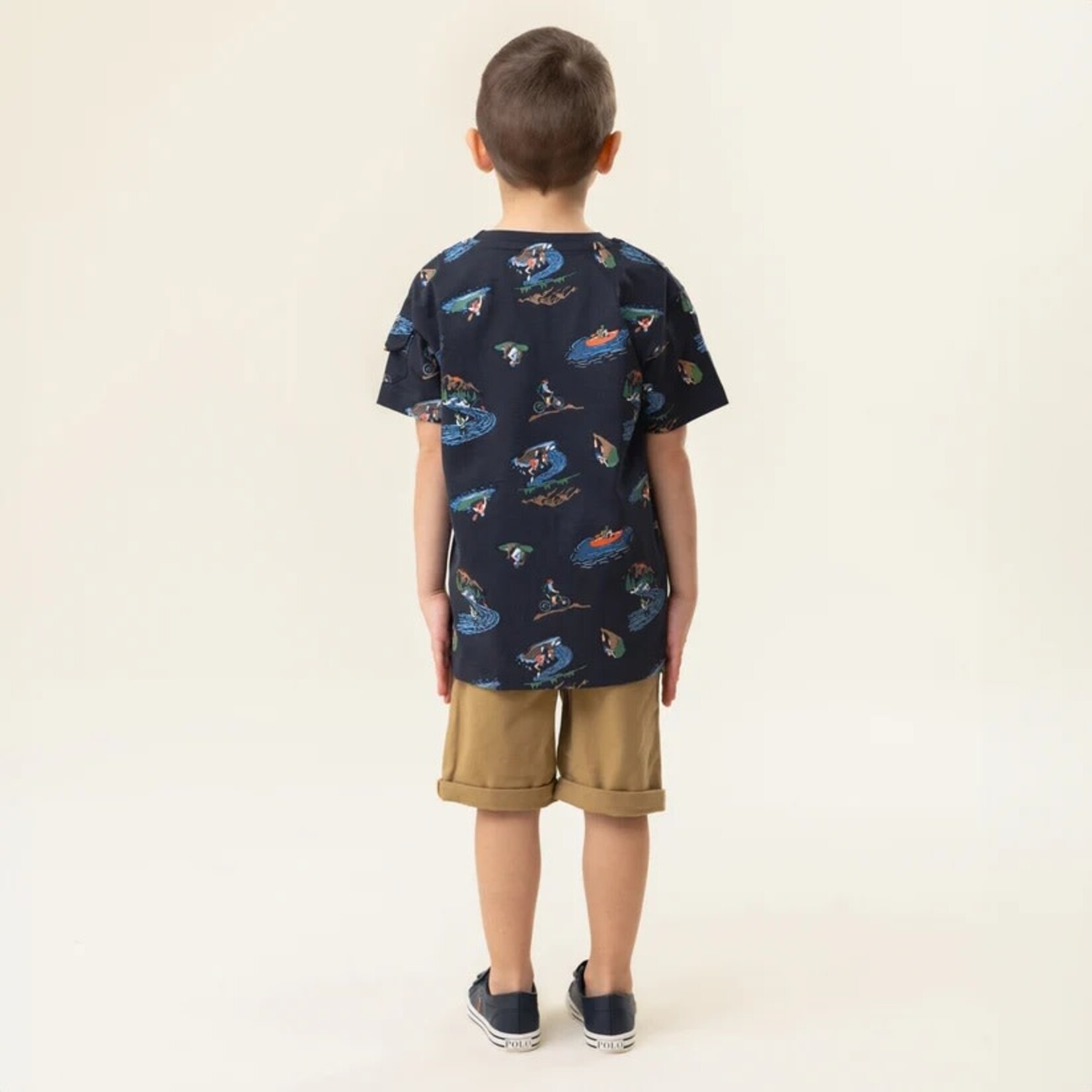 Nanö NANÖ - Navy blue t-shirt with nature sports print 'Destination plein air'