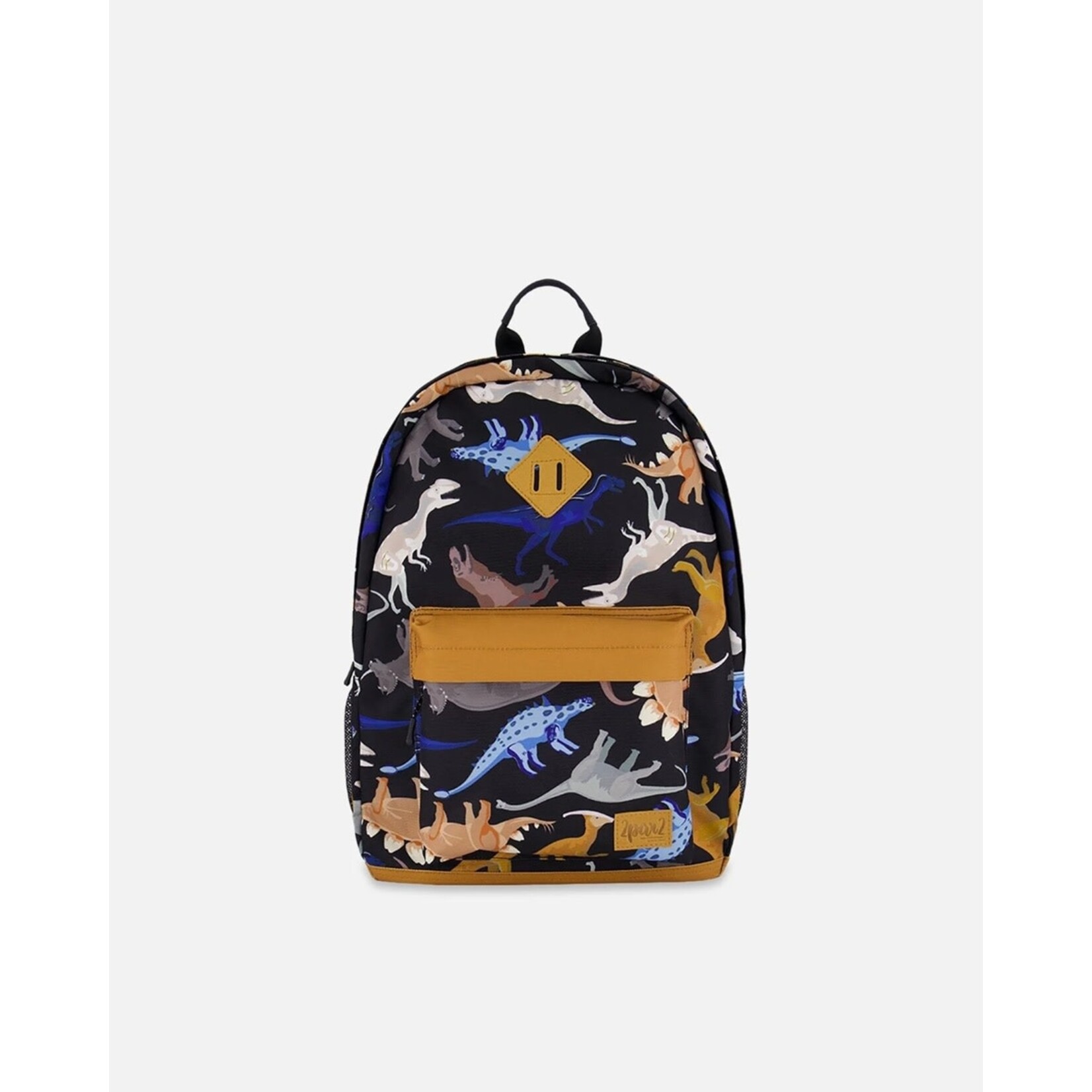 Deux par Deux DEUX PAR DEUX - Black backpack with dinosaur print 'Back To Cool!'