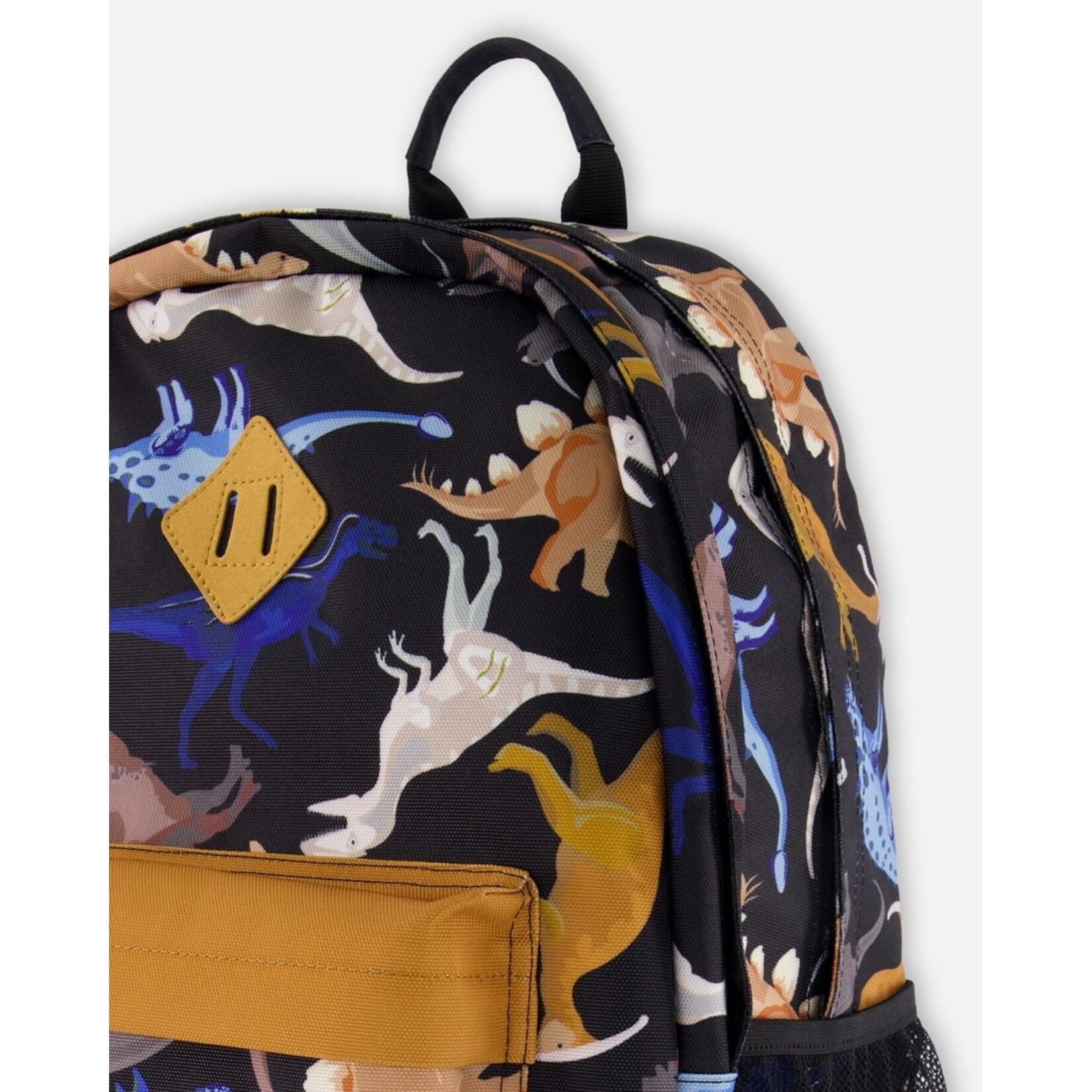 Deux par Deux DEUX PAR DEUX - Black backpack with dinosaur print 'Back To Cool!'
