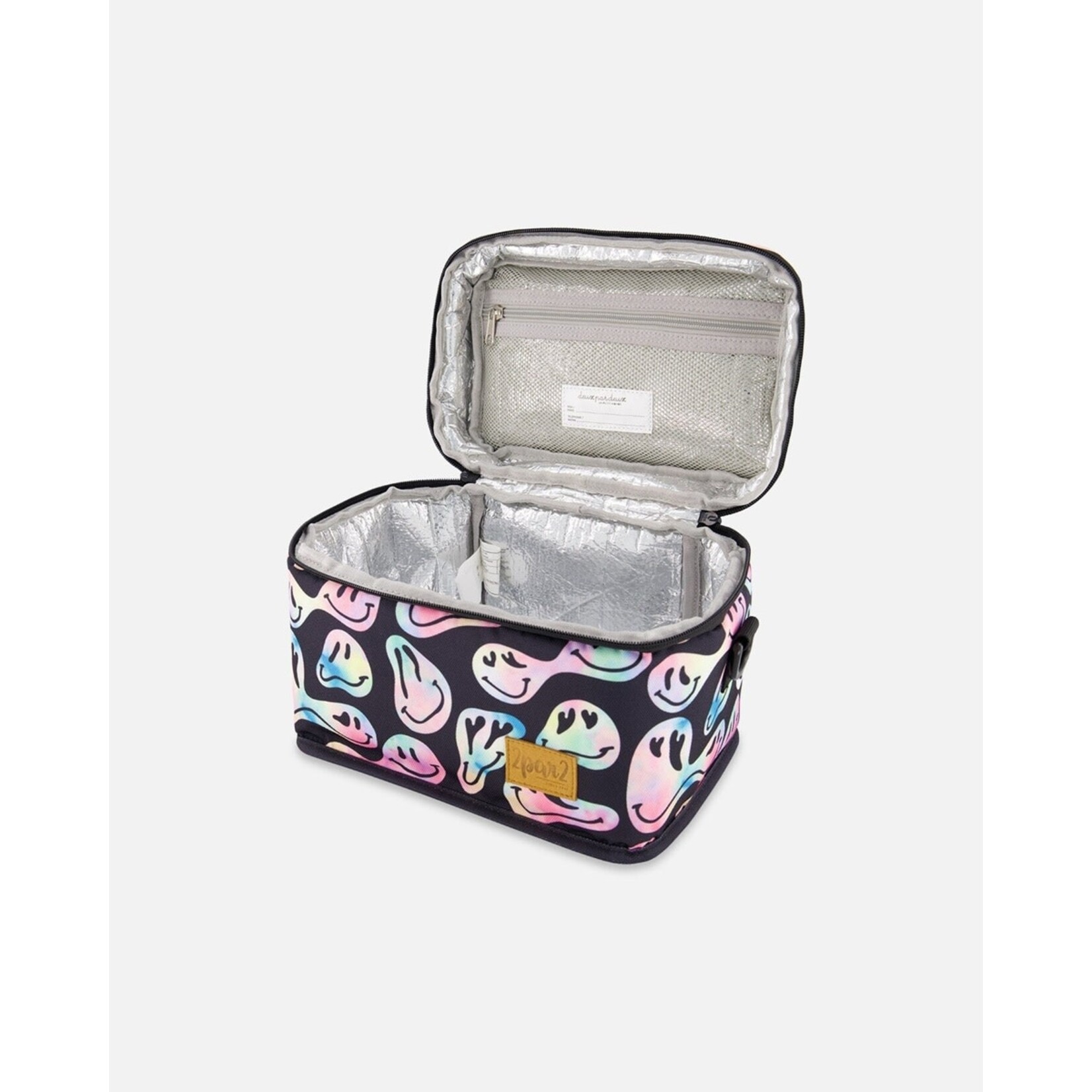 Deux par Deux DEUX PAR DEUX - Black lunch box with Smiley face girl print 'Back To Cool!'