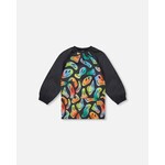 Deux par Deux DEUX PAR DEUX - Black school apron with smiling face print