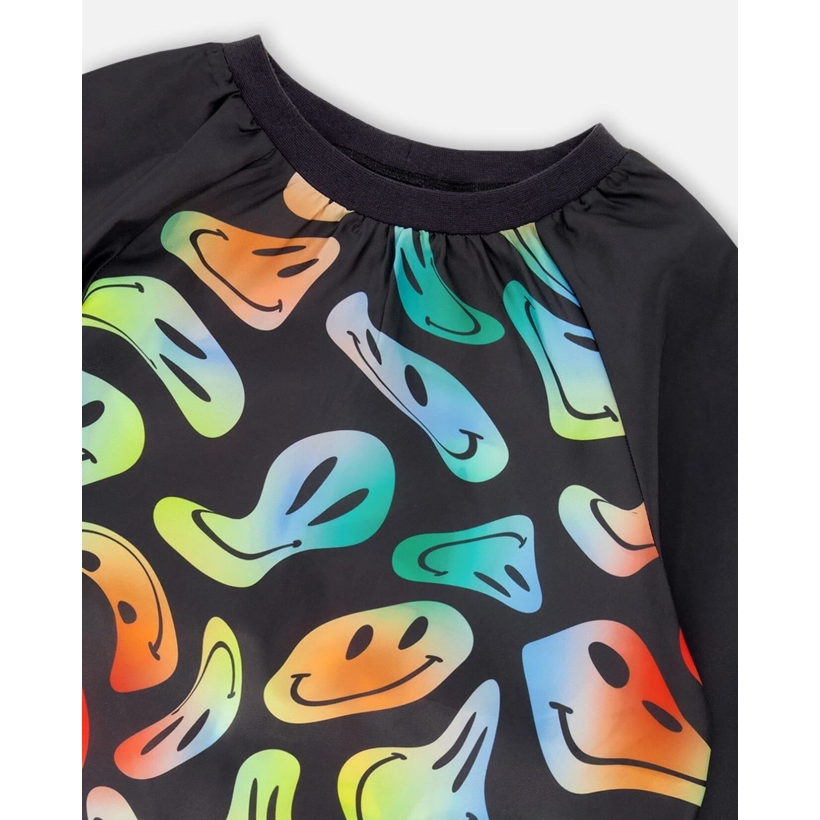 Deux par Deux DEUX PAR DEUX - Tablier scolaire noir avec imprimé de bonhommes sourire