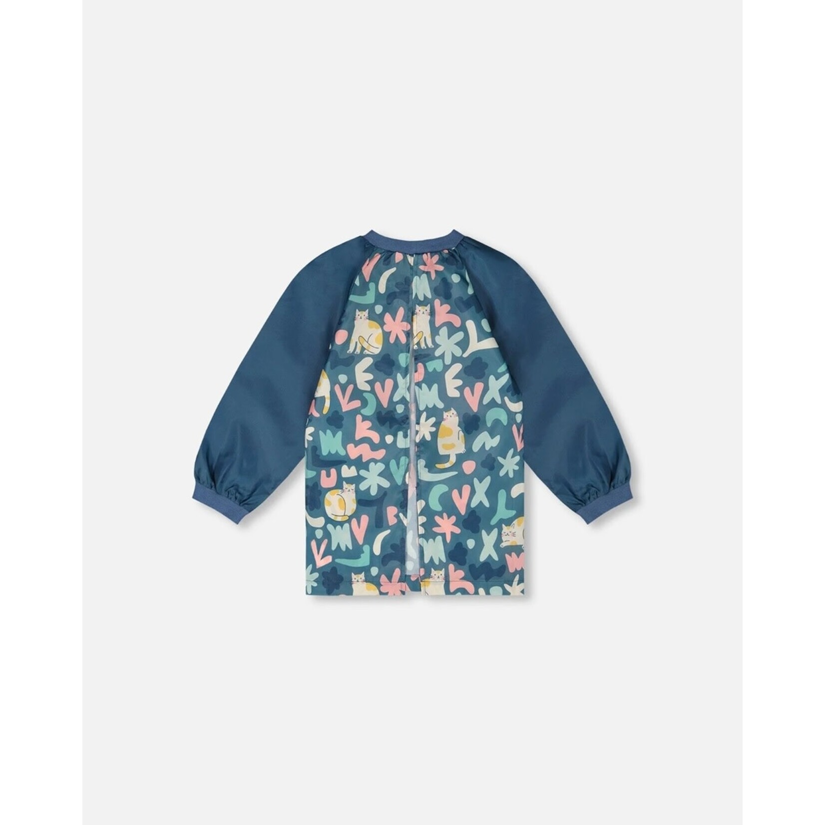 Deux par Deux DEUX PAR DEUX - Blue green school apron with cat print