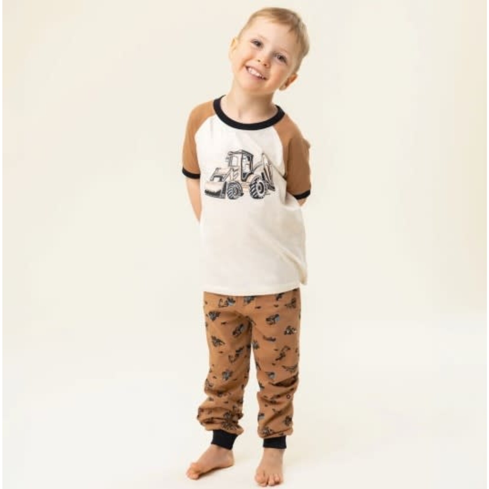 Nanö NANÖ - Pyjama 3 morceaux beige et brun 'Excavatrice'