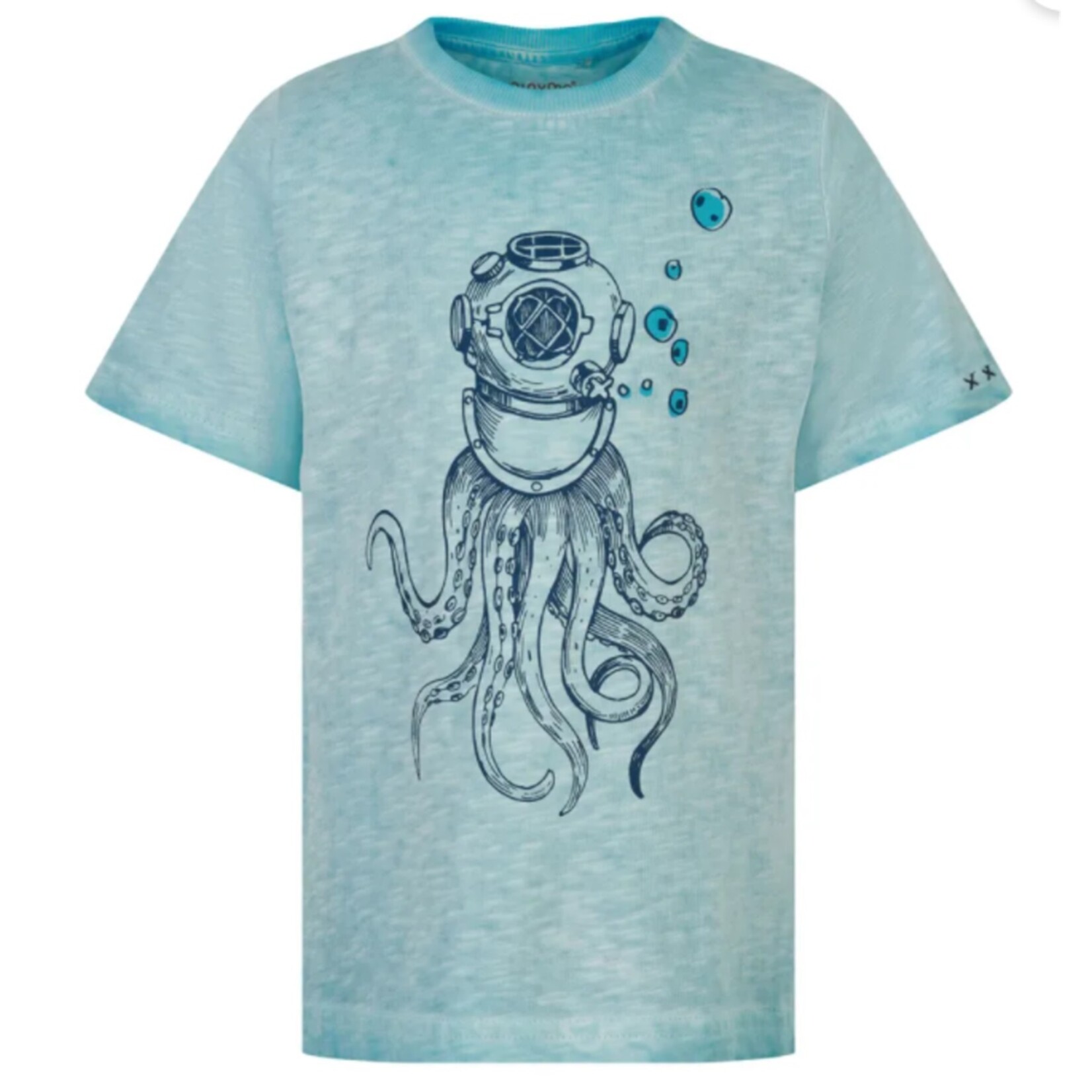 Minymo MINYMO-  T-shirt bleu pâle avec imprimé scaphandre-pieuvre