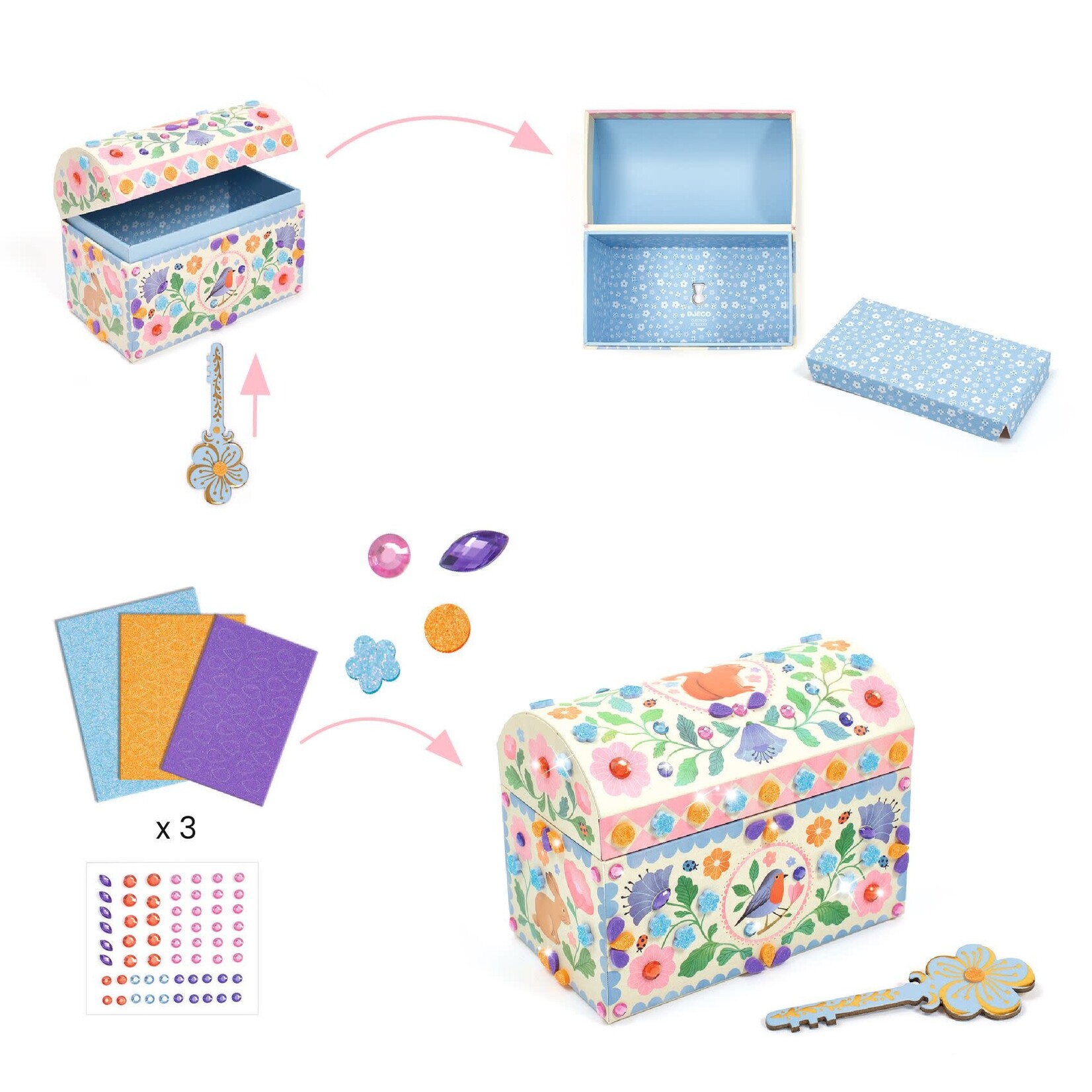 Djeco DJECO - DIY Chest to decorate 'Precious treasures'