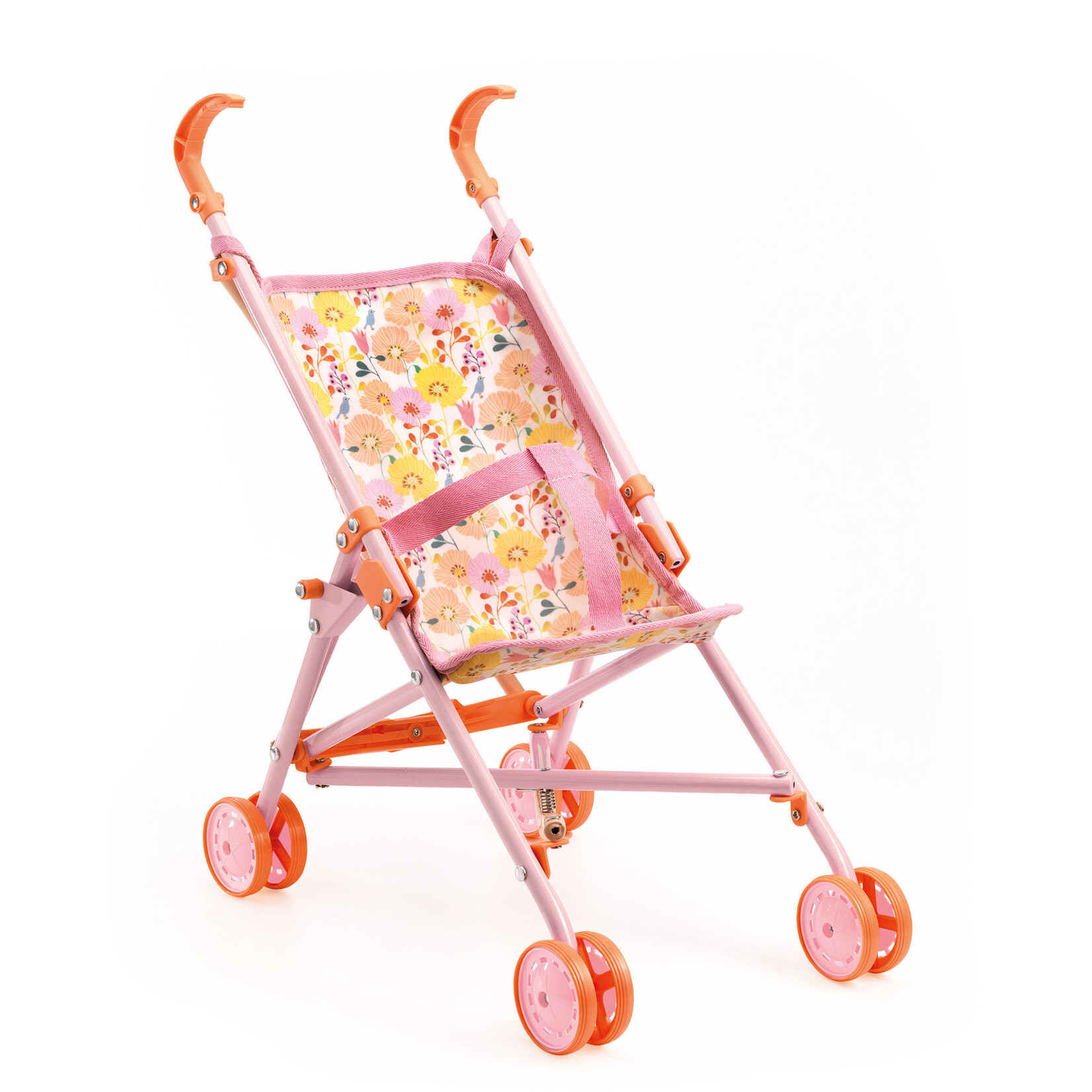 Djeco DJECO - Poussette rose et orange pour poupée - Collection Poméa 'Flowers'