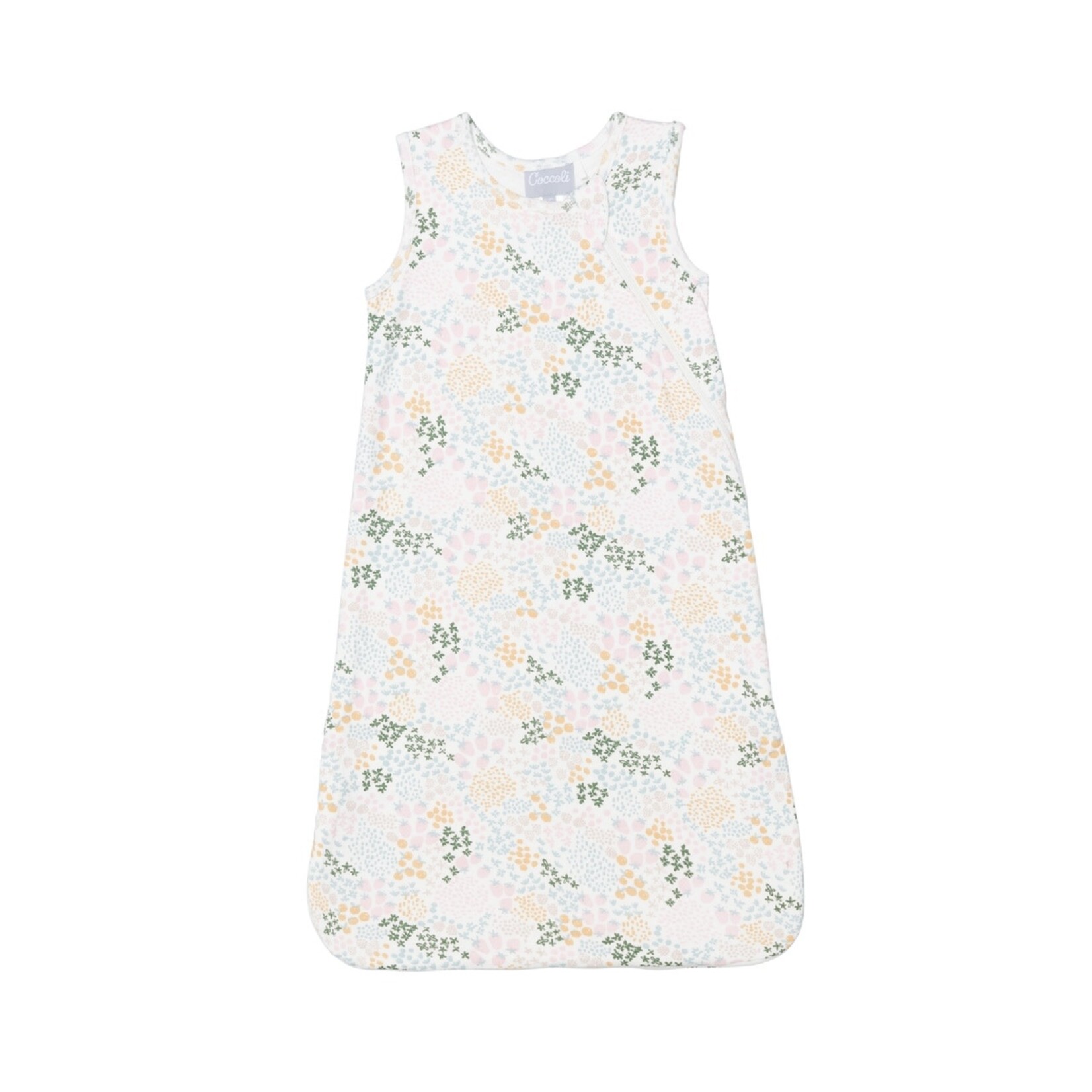 Coccoli COCCOLI - White sleeping bag with flower and fruit print - 0.5 TOGS
