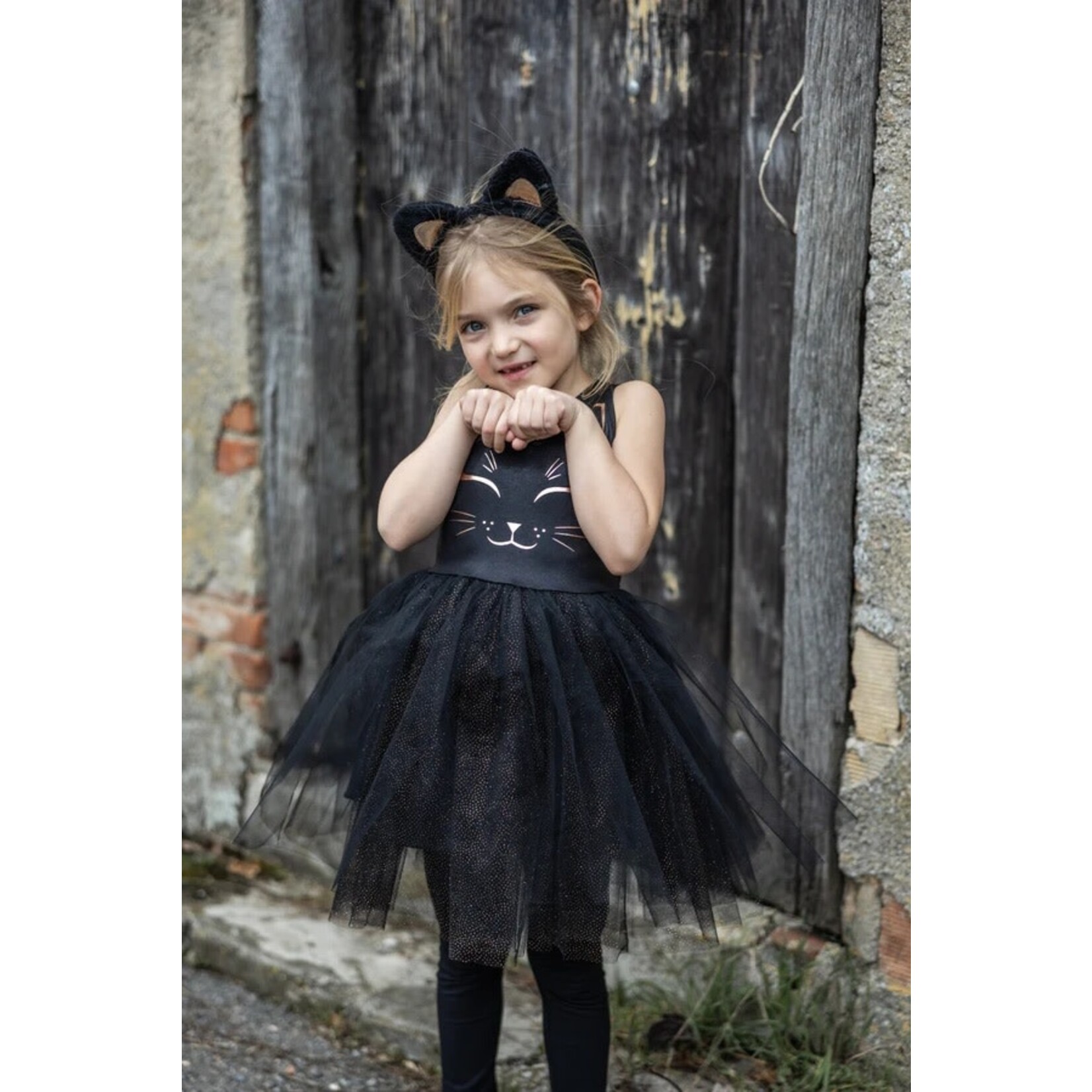 Great Pretenders GREAT PRETENDERS - Robe de chat noir avec serre-tête (taille unique 5-6 ans)