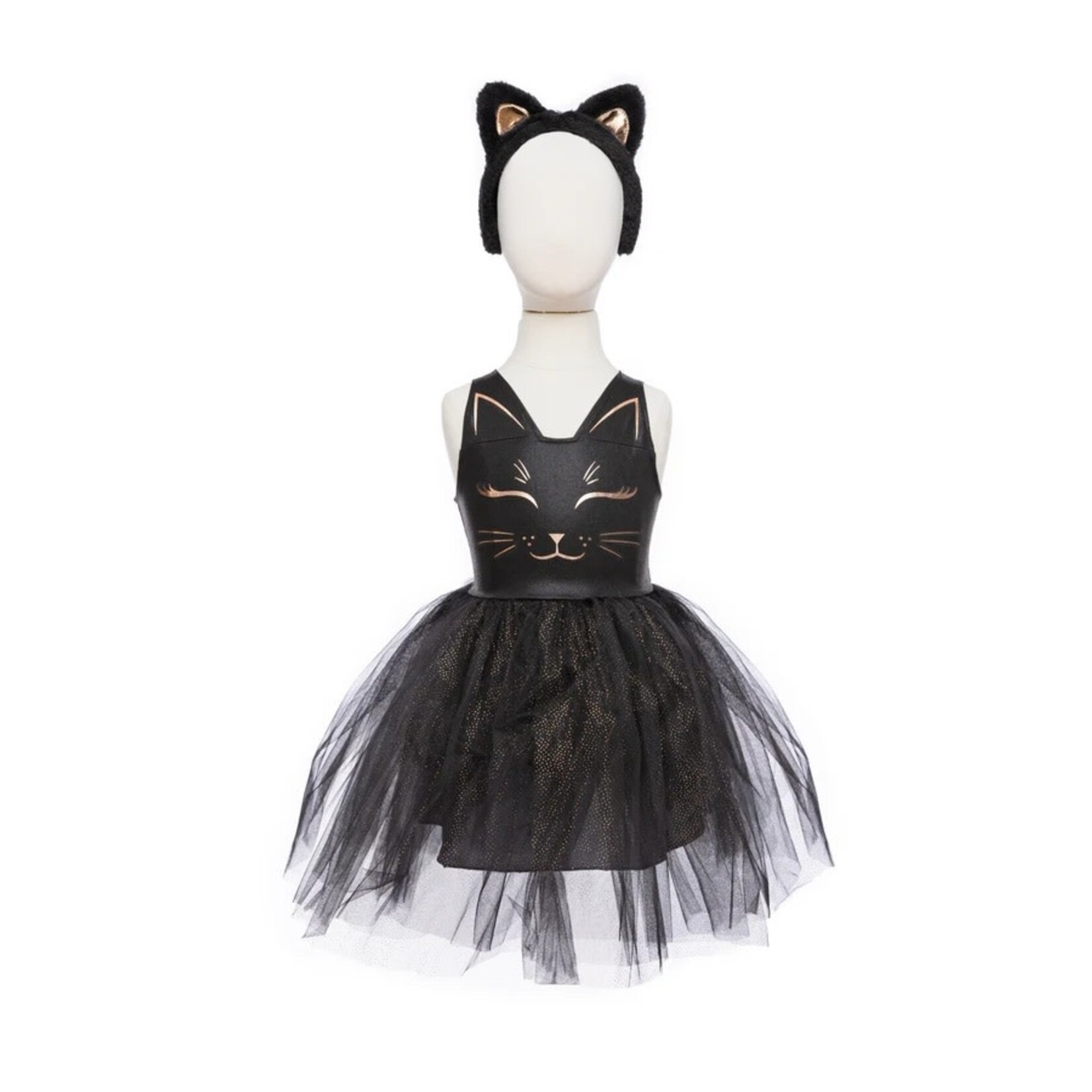 Great Pretenders GREAT PRETENDERS - Robe de chat noir avec serre-tête (taille unique 5-6 ans)