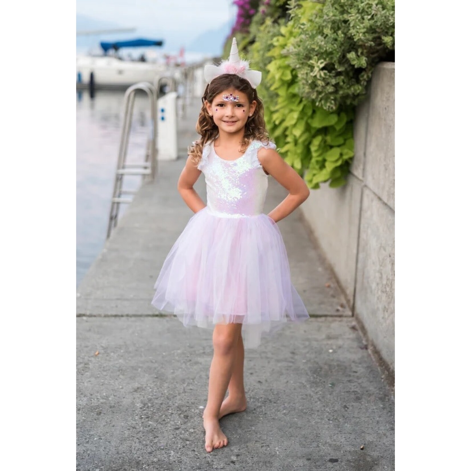 Great Pretenders GREAT PRETENDERS - Dreamy Pink and Sparkly Unicorn Dress with Headpiece