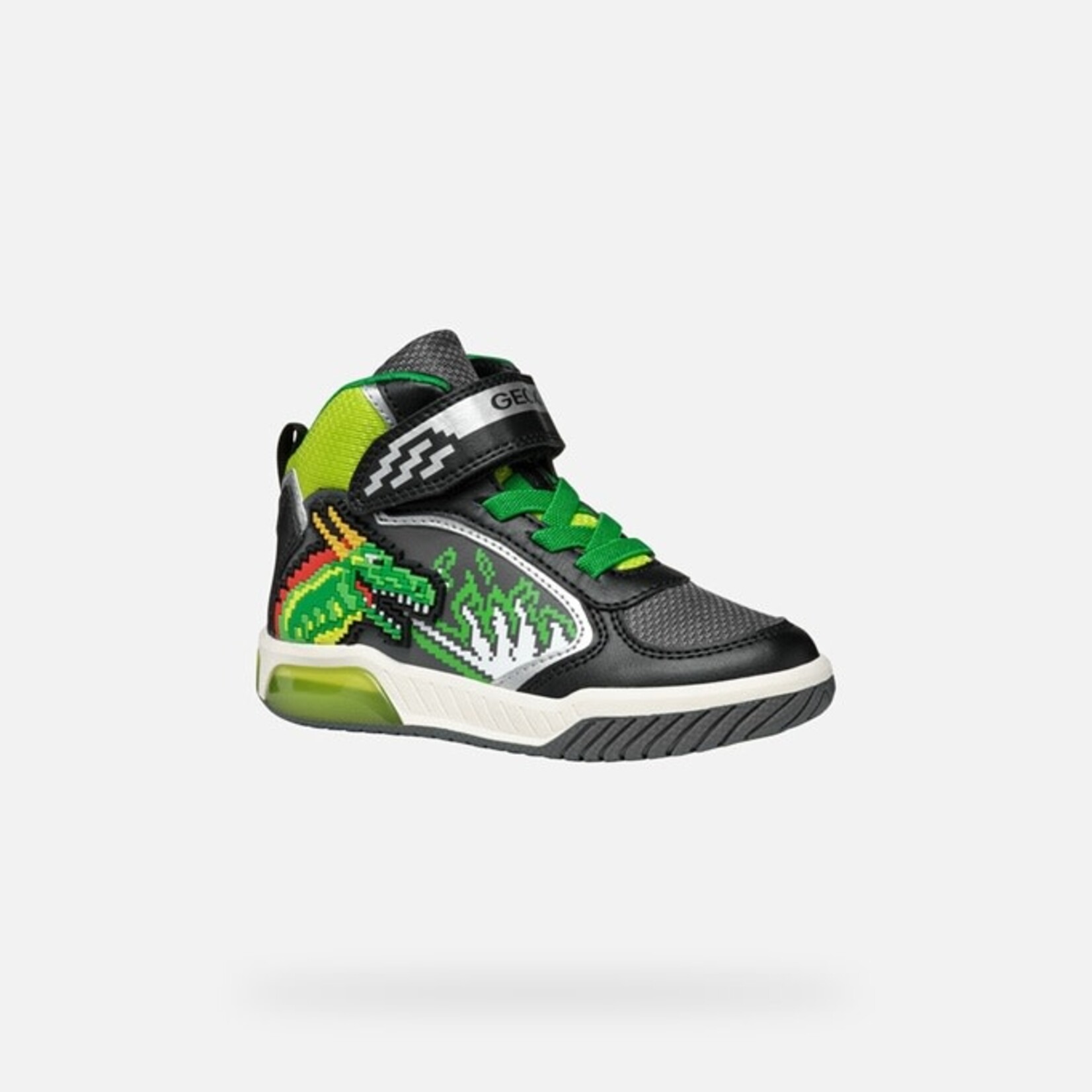 Geox GEOX - High-top sports shoes with luminous soles 'J. Inek Boy A - Geobuck+Text - Black/Lime'
