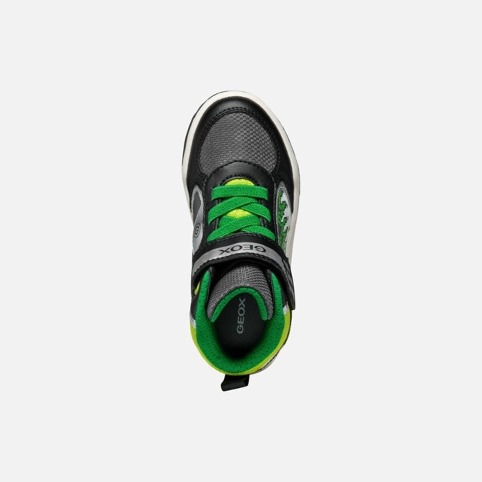 Geox GEOX - High-top sports shoes with luminous soles 'J. Inek Boy A - Geobuck+Text - Black/Lime'