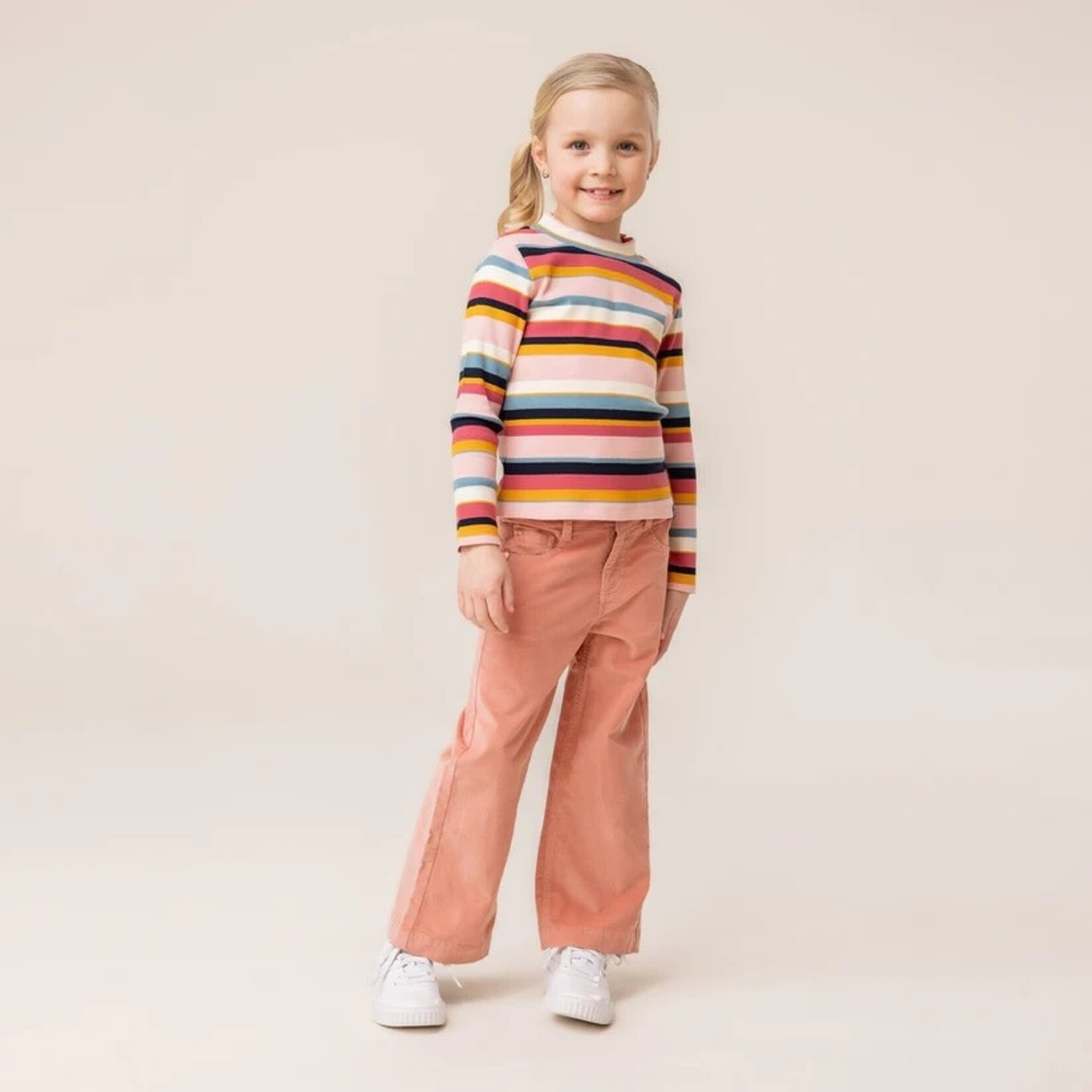 Nanö NANÖ - Pantalon rose pâle en corduroy extensible 'Balade automnale'
