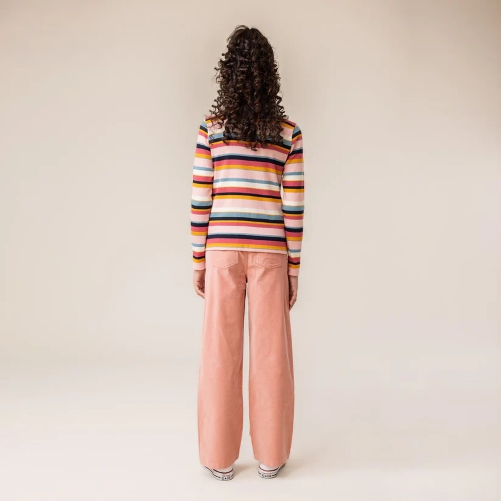 Nanö NANÖ - Pantalon rose pâle en corduroy extensible 'Balade automnale'