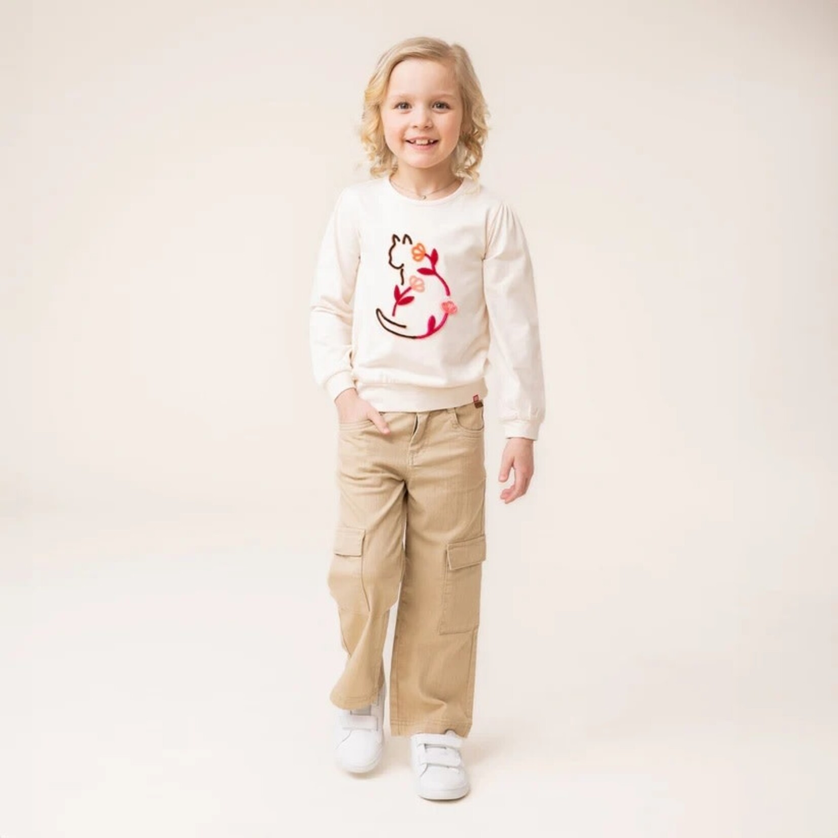 Nanö NANÖ - Pantalon de style Cargo - Beige 'Fleurs d'Antan'