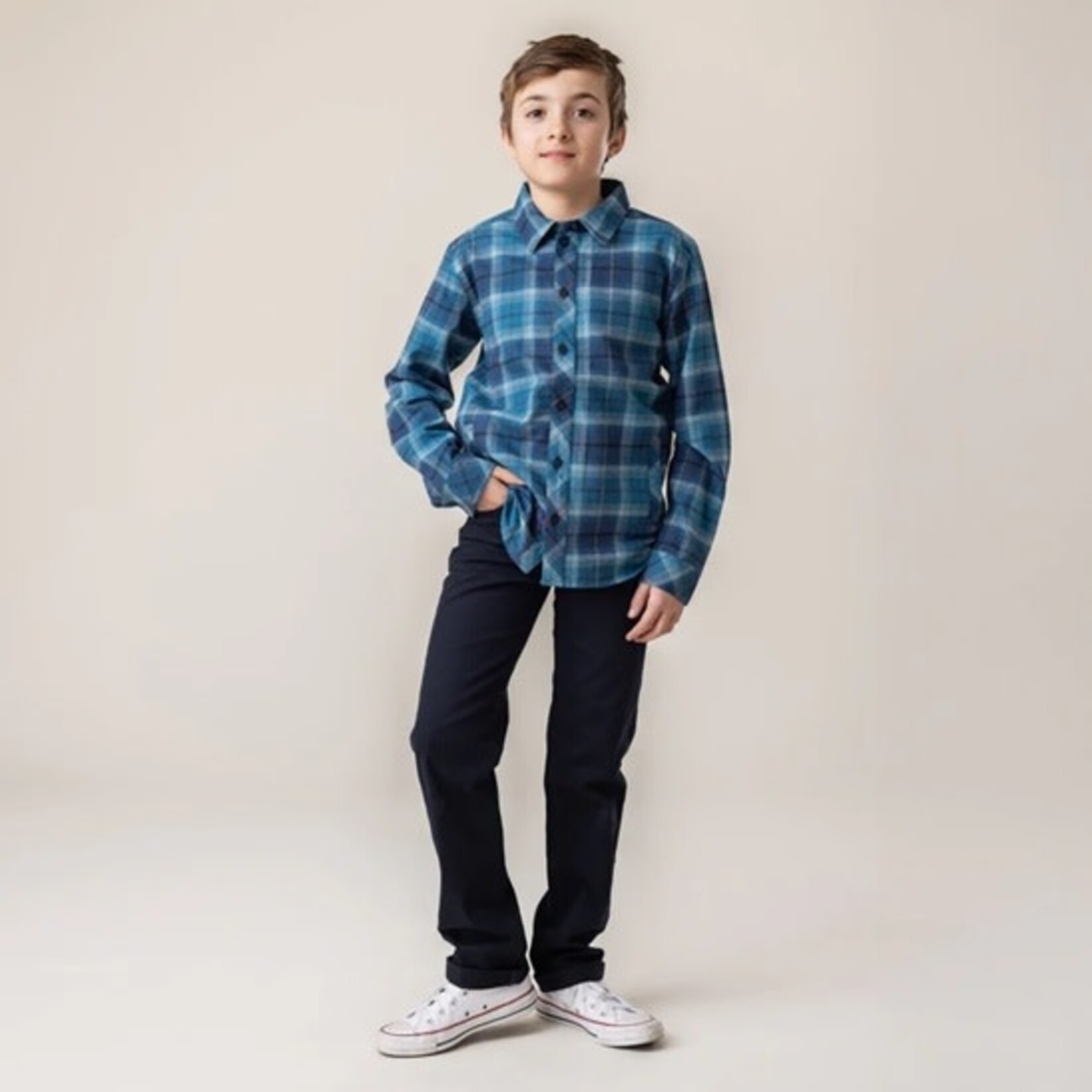 Nanö NANÖ - Navy plaid long-sleeved shirt 'Horticool'