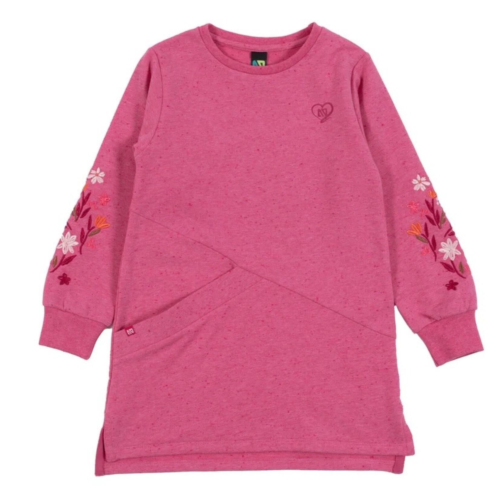 Nanö NANÖ - Tunique rose/robe à manches longues à fleurs brodées et poche croisée 'Fleurs d'Antan'