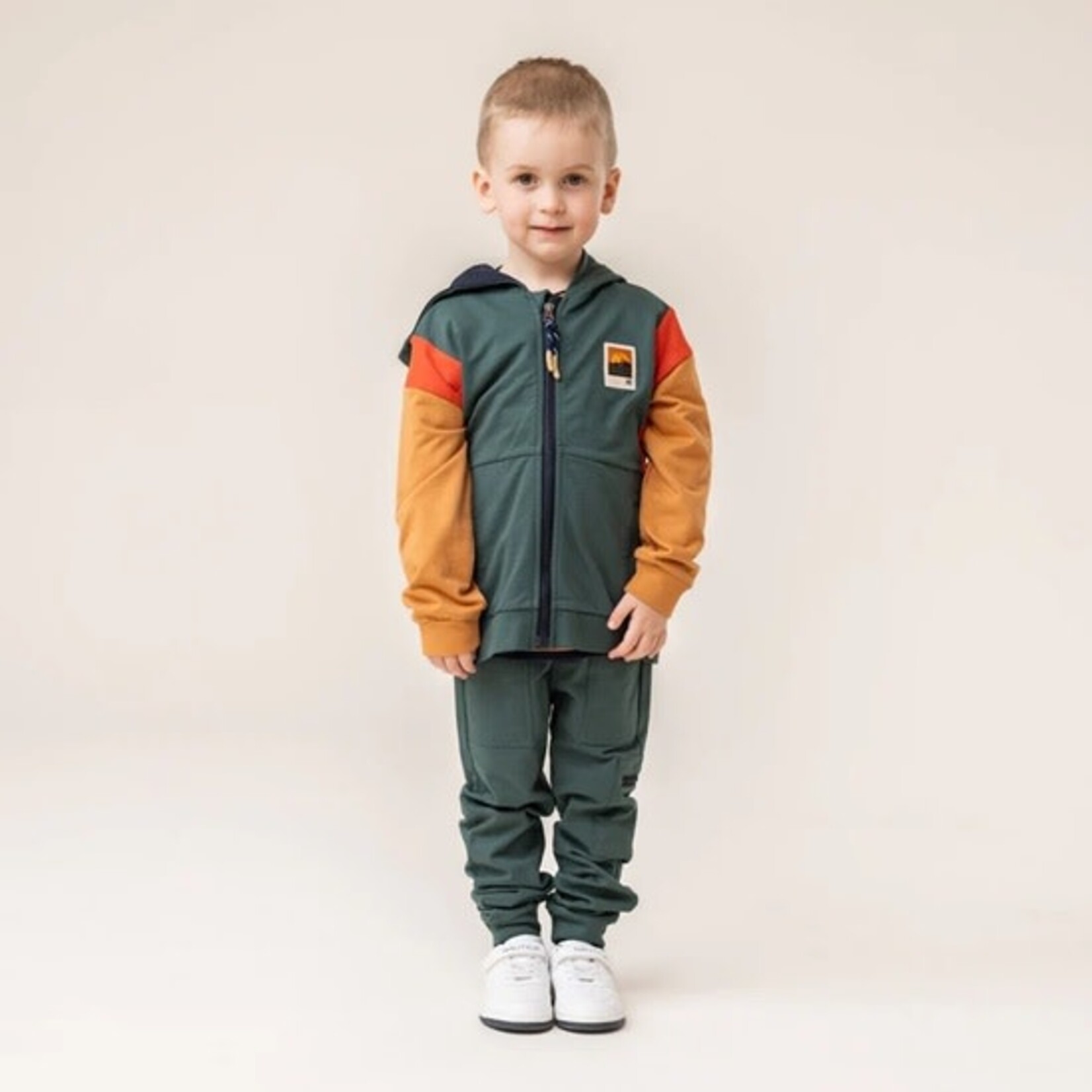 Nanö NANÖ - Chandail / veste à capuchon vert forêt et orange 'Campagne anglaise'