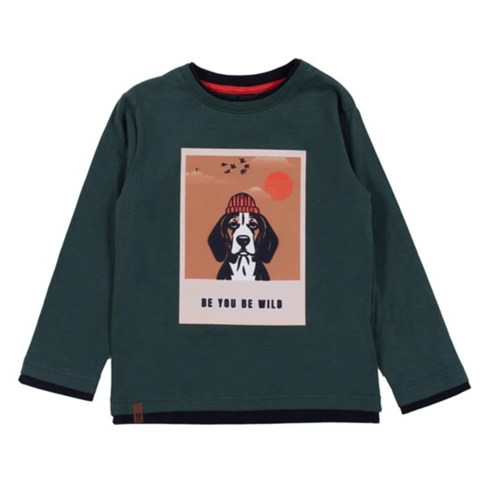 Nanö NANÖ - Forest green long-sleeved t-shirt with dog photo print 'English Countryside'